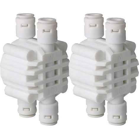 2 Pcs 1/4 inch 4 Voies Auto Shut Off Valve, Pousser Les raccords pour Le Système De Filtre À Eau Osmose Inverse Ro (1/5)