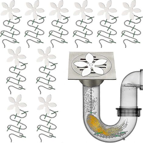 Almi Lot de 10 protège-bonde de douche, attrape-cheveux, déboucheur de canalisations, cadeau de douche fleuri (1/5)