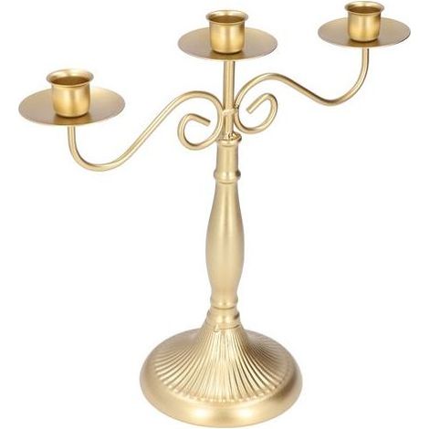 Bougeoirs de Style européen, support de bougie à 3 têtes en or pour dîner de fête de mariage (1/5)