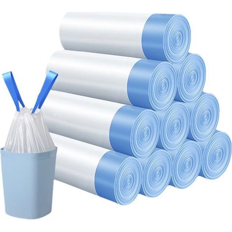 Sacs poubelles de 4 gallons – Petits sacs poubelles à cordon pour salle de bain, cuisine, chambre, bureau, lot de 260 (blanc) (1/5)