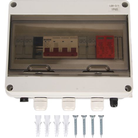 Boîte de jonction solaire PV 1000V 63A avec interrupteur-sectionneur, disjoncteur et fusibles pour installation extérieure (1/5)