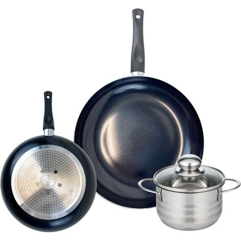 Ensemble de 2 Poêles de cuisson 20 et 28 cm et 1 faitout 14 cm Elo Prima Brillant (1/5)