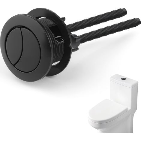 Bouton de chasse d'eau noir de remplacement — Bouton pour WC à double chasse, bouton de 38 mm (incluant les deux tiges), kit de bouton de chasse rond