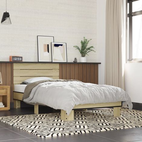 Bed Frame without Mattress Sonoma Oak 75x190 cm Small Single vidaXL (1/5)