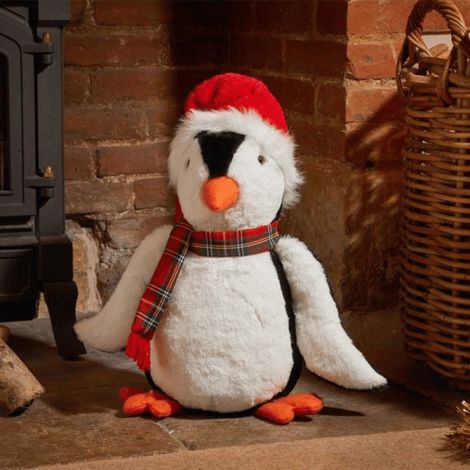 40cm Soft Cuddly Puppa Penguin Christmas Decoration with Santa Hat (1/2)