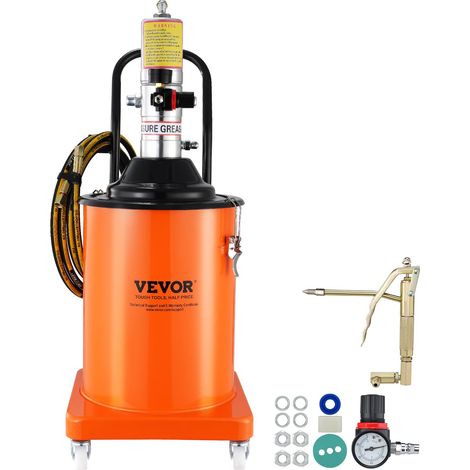 Pompe à Graisse Pneumatique Rapport de Pression 50:1 Pompe à Seau de Graisse Pneumatique 20 L Pistolet à Graisse Pompe à Graisse Portable sur Roues avec Tuyau 4 m Buse 360° Raccord NPT Standard (1/5)