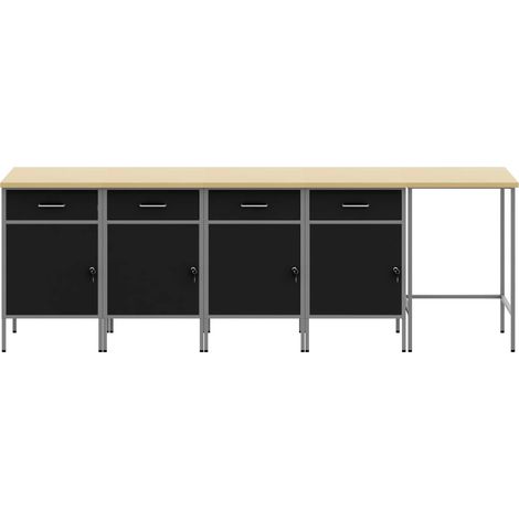 Maison Exclusive - Ensemble de placards de travail avec tiroir 5 pcs Noir et gris