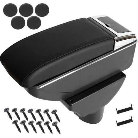 Reposabrazos para Hyundai i20 I 08-14 con compartimento de almacenamiento, cuero ecológico negro + kit de instalación. (1/5)
