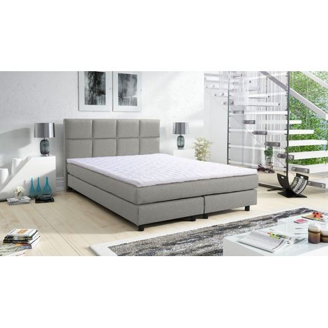 Boxspringbett Boxbett Glenn 1 Tablet Hotelbett 140x200 Bett Topper hellgrau (1/5)