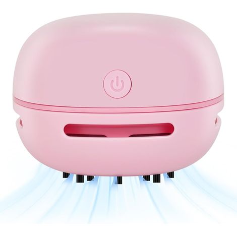 Mini Aspirateur de Table, Aspirateur de Bureau Portable, Rose Suceur Plat et Petite Brosse, Autonomie de 40 Min, Rechargeable USB, Sans Fil, Ramasse Miette de Table pour École, Maison (1/5)