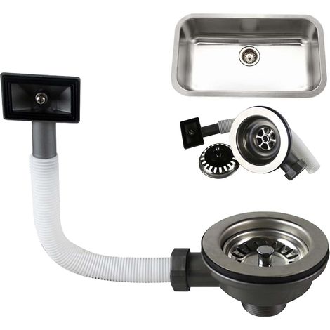 Bonde pour évier: 1 Pièce Bonde Evier Cuisine, Kit Complet Bonde Evier avec Trop-Plein, pour Éviers Standard (ø83-90mm) (1/5)