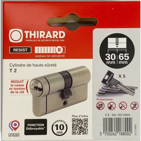 Cilindro europeo Transit 2 30 x 65 mm, nichelato, 5 chiavi – THIRARD