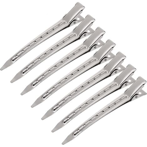 24 Pinces Cheveux Bec De Canard De 3,5 Pouces, Pince Cheveux Boucls Crocodile En Mtal 8 Trous Avec Pince Trancher, Pour Salons De Coiffure (1/5)