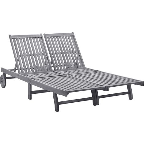 Bain de soleil 2 places Chaise de jardin Transat de jardin - Bois d'acacia massif BV458505 - BonneVie (1/5)