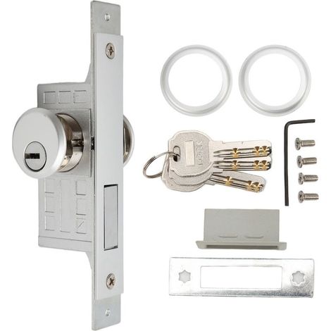 Serrure de porte centrale encadrée en verre, forte capacité antivol, installation facile, mortaise de vitrine avec 3 clés (1/5)