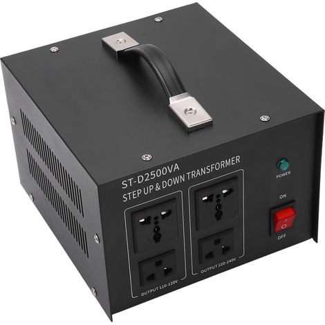 Convertisseur de tension 2500W 110-120V vers 220V et 220-240V vers 110V, transformateur universel avec prise UE, convertisseur de courant pour appareils électroniques, puissance élevée, boîtier robust (1/5)