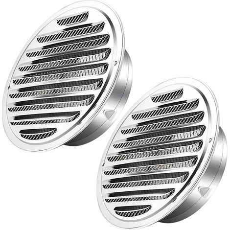 Grille De Ventilation, 2PCS 250mm Grilles Rondes En Acier Inoxydable Avec Moustiquaire Intégrée Résistantes Aux Intempéries Pour Cuisine Salle De Bain Mur Extérieur Hotte Aspirante - Argent (1/5)