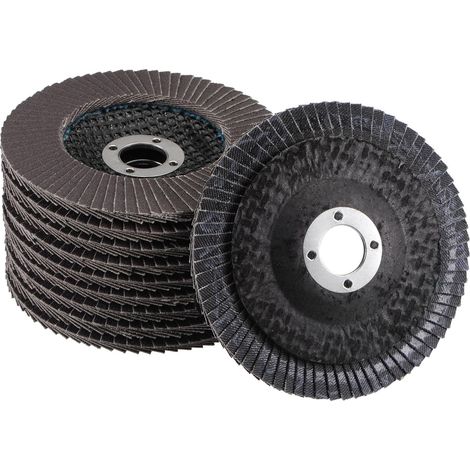 Paquet de 10 meules de 125 mm pour meuler l'acier inoxydable, le bois et le métal, grain 60 (noir) (1/4)