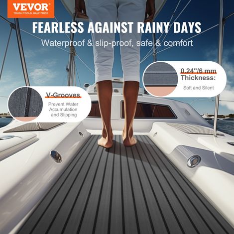 Revêtement de sol pour bateau en mousse EVA 2400 x 450 mm, plancher de revêtement de sol autocollant antidérapant, 10 800 cm², tapi… (1/5)