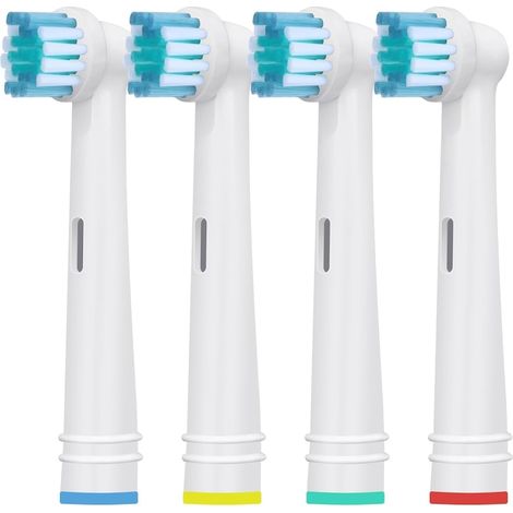 Lot de 4 têtes de rechange pour brosses à dents électriques, compatibles avec Oral SB-17A, à poils souples, de couleurs différentes pour une identification facile (1/5)