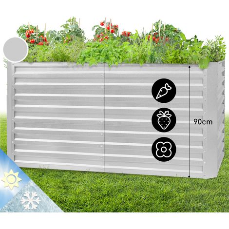 Blumfeldt – Jardinière surélevée en acier galvanisé 200x90x100 cm – Bac potager 1800L – Conception ergonomique pour jardinage sans douleur (1/5)