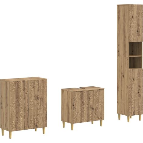 Maison Exclusive - Set di armadietti da bagno in 3 pezzi DELFT Rovere Artigianale (1/5)