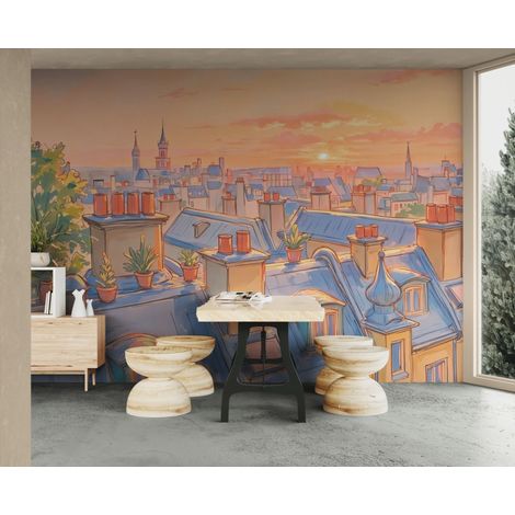 Papier peint Paris – Toits au coucher - 150 x 250 cm (1/2)