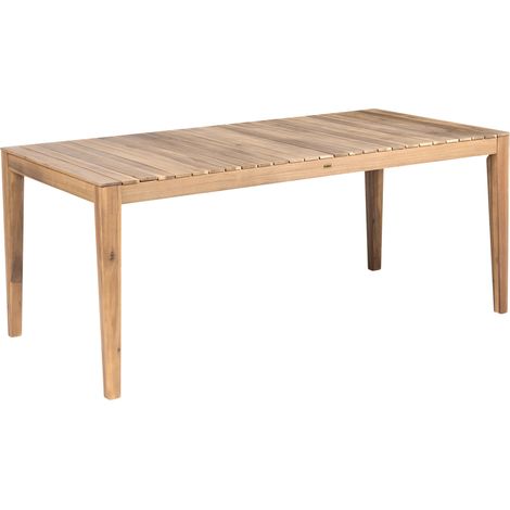 Mesa de comedor rústica de madera de acacia certificada para exteriores 180 x 90 cm marrón claro Chioggia