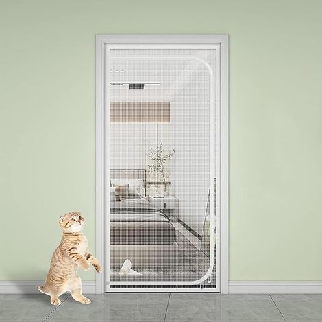 Mosquito Net for Cats, Balcony Barrier with Zip, White (85 x 205 cm) (1/5)