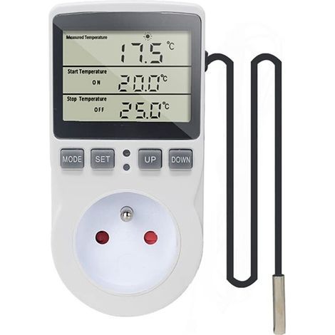 Thermostatstecker, digitaler Temperaturregler, 220 V Heiz- und Kühlfunktion mit Sonde, LCD-Temperaturreglerstecker (1/5)