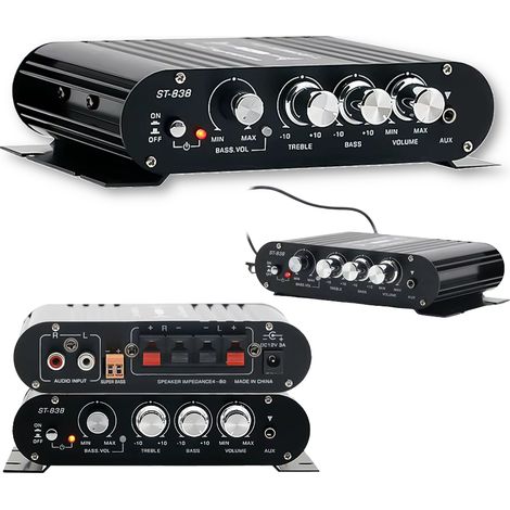 Audioverstärker 2x 20W 2.1 Stereo Hi-Fi Endstufe mit Bass und 12V Lautsprecher (1/4)