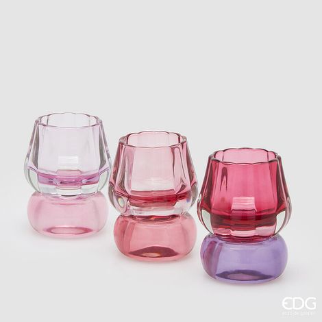 EDG Enzo De Gasperi Portacandela Amleto H 11 Cm D 8,5 Cm 3 Ass. Pink Mix 1 Pz