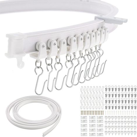 10-meter curved track, curved hook set curtain track with accessories, U-shaped and L-shaped flexible track (1/5)