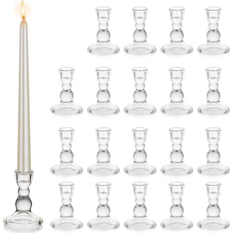 Kerzenhalter Stabkerzen Glas Advent Hochzeit Tischdeko Transparent 20 (1/5)