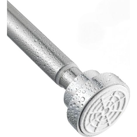 Tringle à rideau de douche rétractable, sans perçage, convient pour salle de bain, fenêtre, armoire penderie 85-140 cm, argent (1/5)