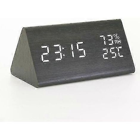Multifunctional silent alarm clock with temperature and humidity control, wooden LED alarm clock, student gift, electronic clock.