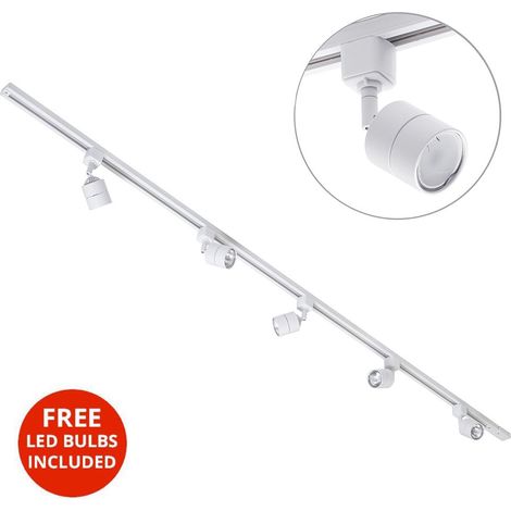 Litecraft 2 Metre Kitchen Track Light With 5 Soho Heads & LED Bulbs - White