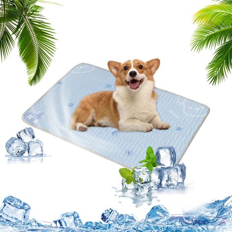 Tapis de refroidissement pour chien 70 x 50 cm, réutilisable, tapis rafraîchissant antidérapant pour animaux de compagnie, tapis de lit durable, pliable et auto-rafraîchissant pour chiens de petite et (1/5)