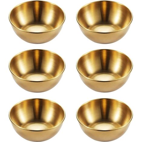 6 Pièces Coupelles Rondes Acier Inoxydable Doré,8cm Diamètre,Bols Sauce,Usage Quotidien Fête (1/5)