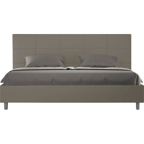 Letto matrimoniale king size con rete imbottito 180x210 similpelle cappuccino Mika