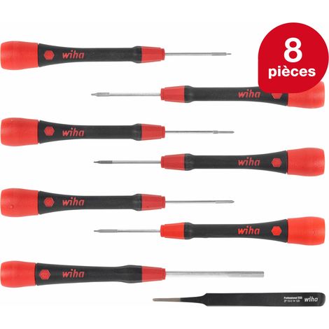 Wiha Jeu de tournevis de précision PicoFinish® Jeu mixte de 8 pcs, y compris pincette pour appareils iPhone®/Apple® (42995) (1/5)