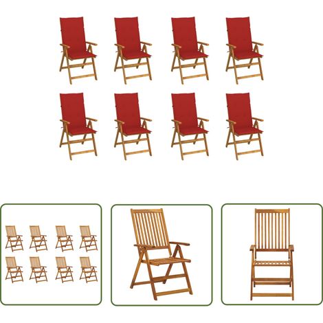 Maison Exclusive Klappbare Gartenstühle mit Kissen 8 Stk. (1/5)