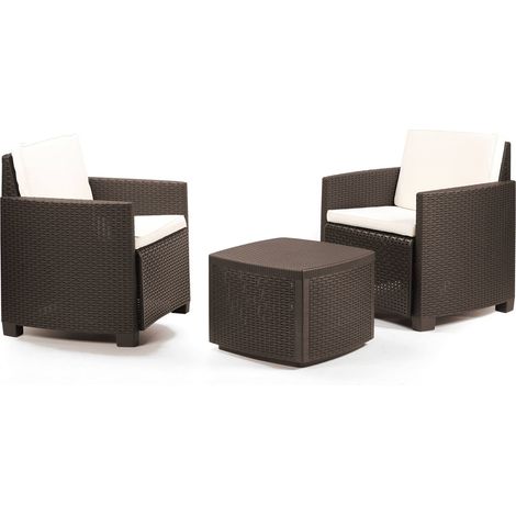 SALOTTO da giardino in RESINA MARRONE SET 3 pz mod. Lesina (1/2)