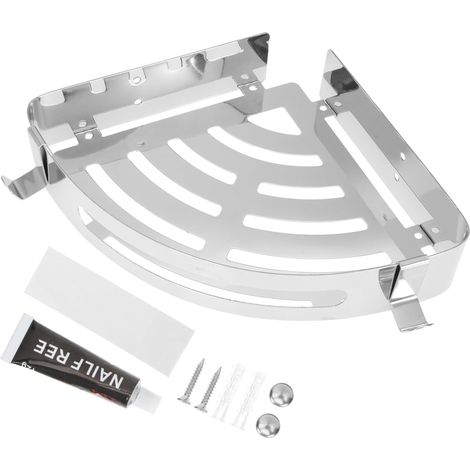 Étagère murale de rangement en acier inoxydable pour salle bain, support mural coin douche. (1/5)