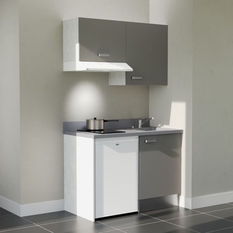 Kochnischen K01L - 120 cm - Grau - Cromo - Spüle rechts + Haushaltsgeräte weiß (1/5)