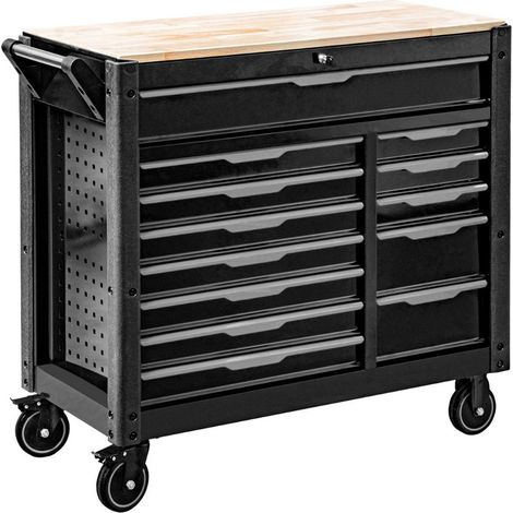 Carro de taller grande de 13 cajones con bandeja de madera, Edición XXL (1/5)