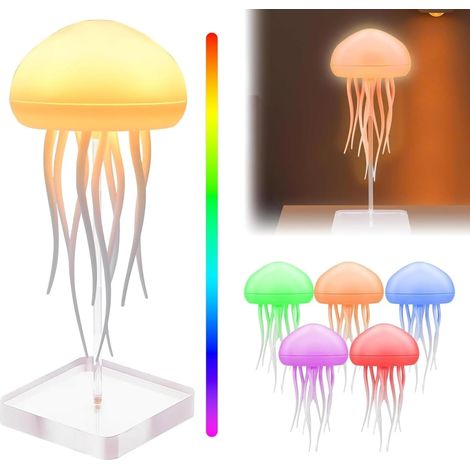 Lampe LED en forme de méduse Rechargeable par USB 2 modes Tentacules rotatifs Décoration pour chambre d'enfant, maison, bureau (1/5)