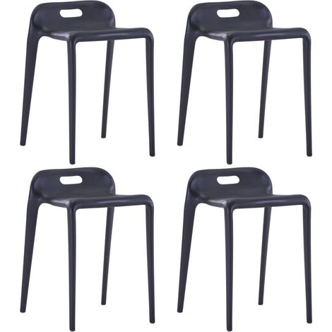 vidaXL Sgabelli Impilabili 4 pz Neri in Plastica (1/5)