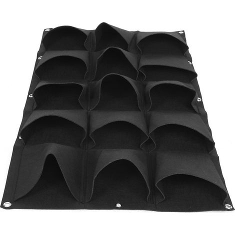 Pflanzbeutel für Garten, Balkon, Wand, Vertikal, Hängend, Schwarz, 15 Taschen (1/5)