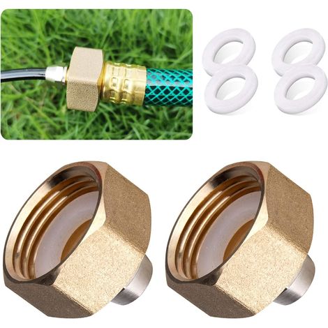 Bardusch-Adaptateur pour robinet, adaptateur pour tuyau de 3/4 pouce à 1/4 pouce, 2 adaptateurs en laiton avec 4 rondelles (1/5)
